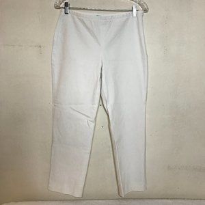 J. McLaughlin White Flat Front Side Zip Cotton Spandex Pants Size 6